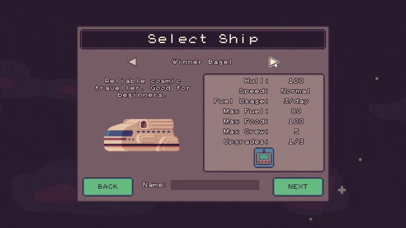 Astrobound Ships GIF of Astrobound ship selection